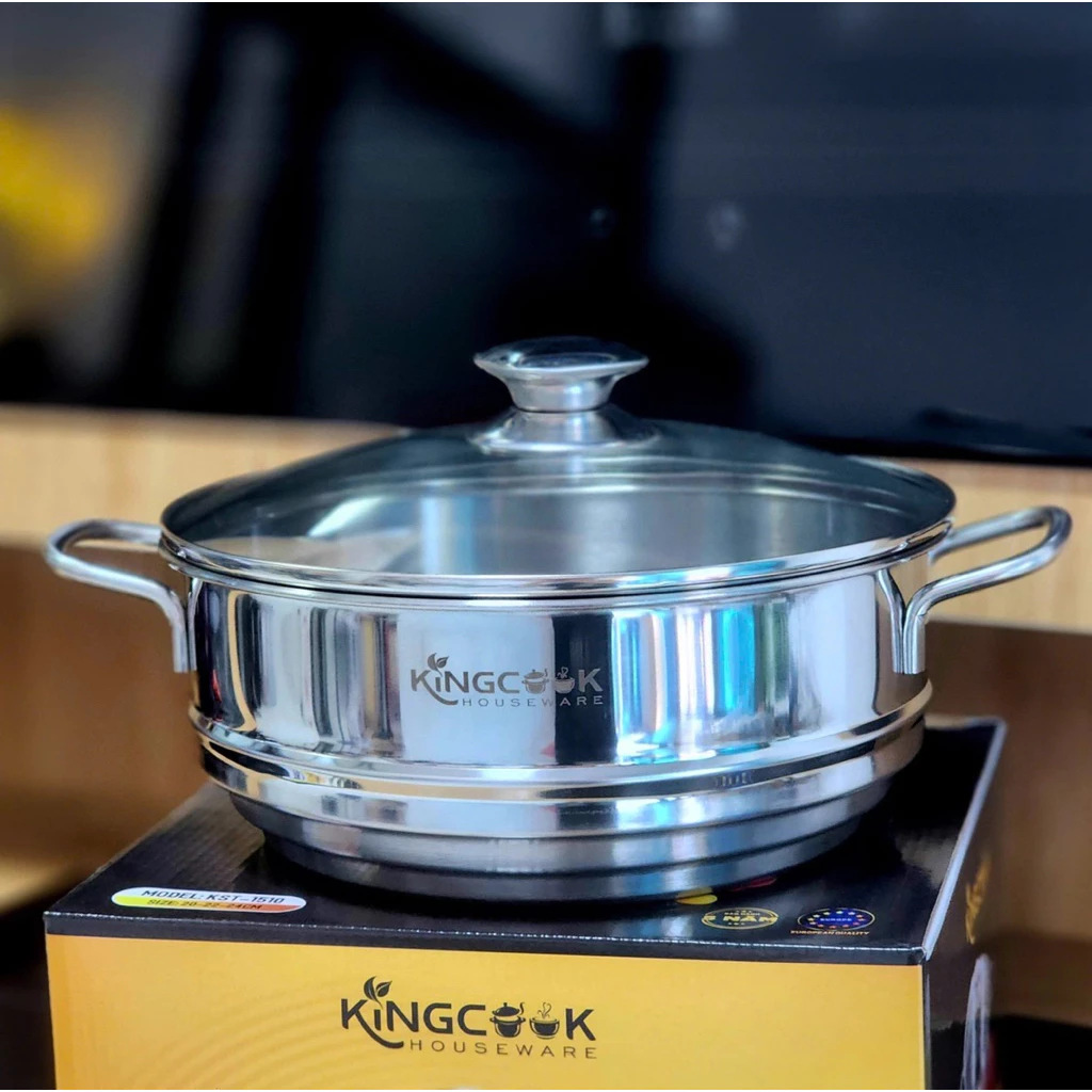 Xửng hấp Inox đa năng KingCook 3 tầng 20-22-24cm kèm vung kính
