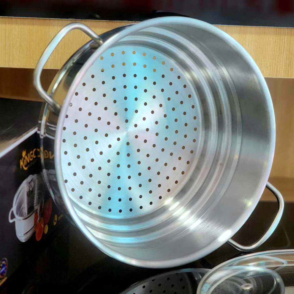 Xửng hấp Inox đa năng KingCook 3 tầng 20-22-24cm kèm vung kính