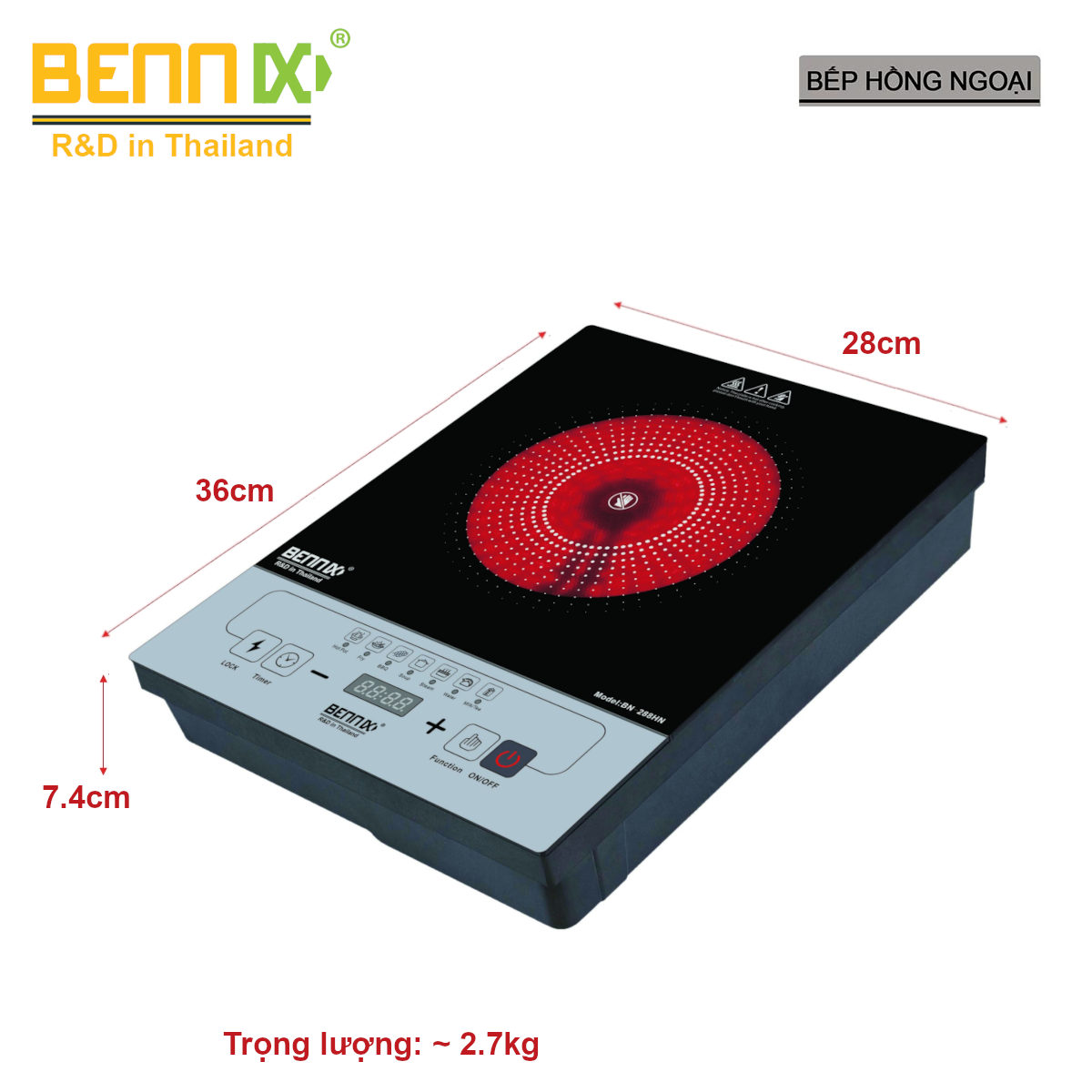 Bếp hồng ngoại Bennix BN-288HN điều khiển cảm ứng 2000W, bảo hành 12 tháng
