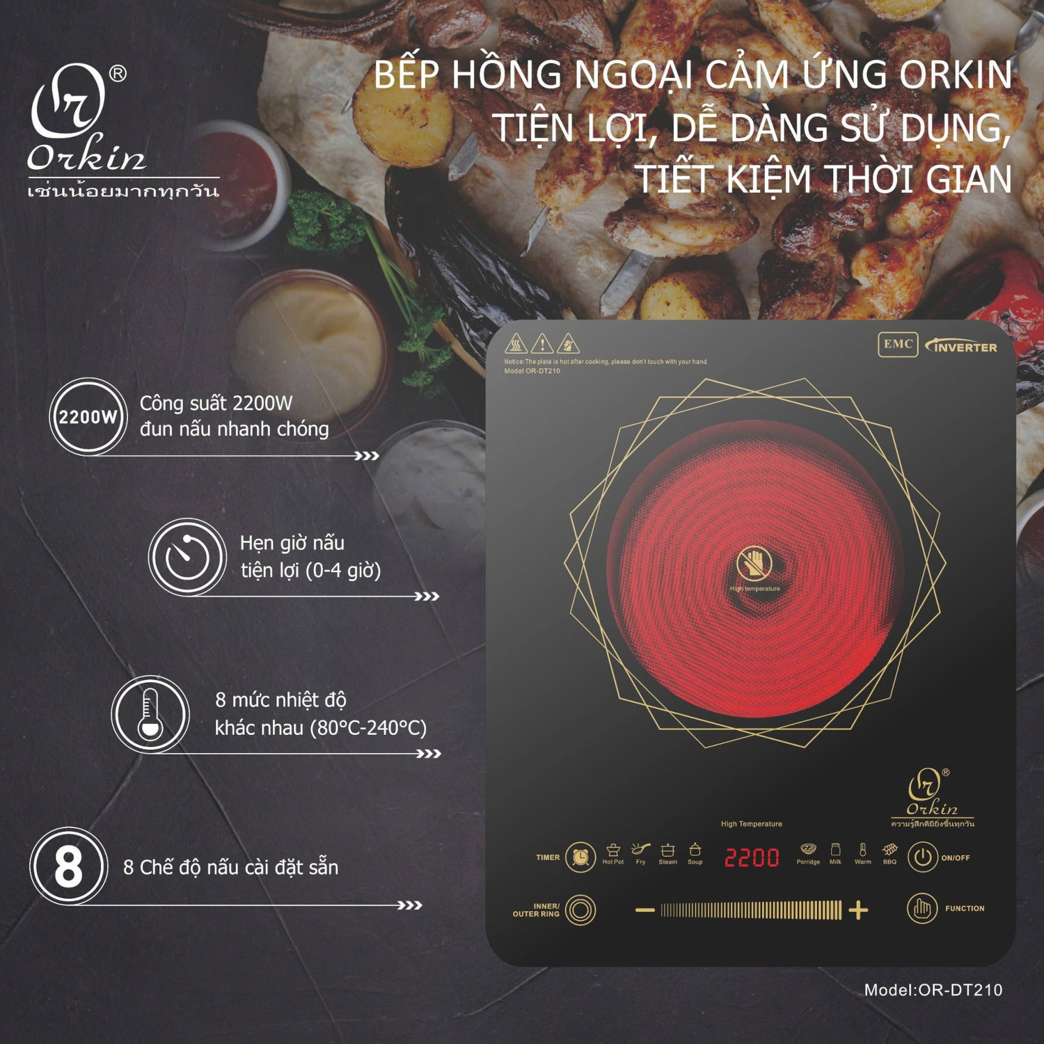 Bếp hồng ngoại Orkin Thái Lan OR-DT210