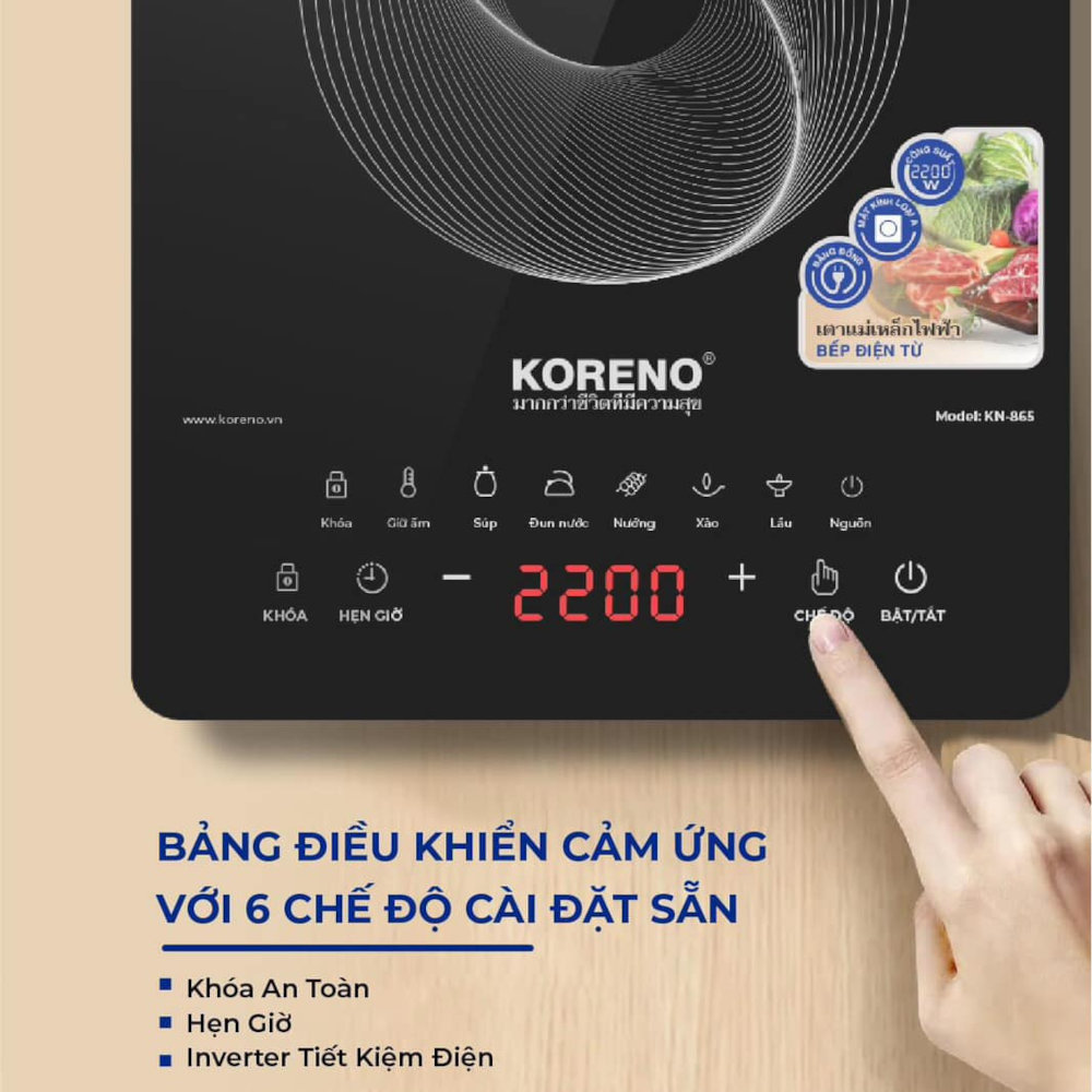 Bếp từ Koreno Thái Lan KN-865 công suất 2200W