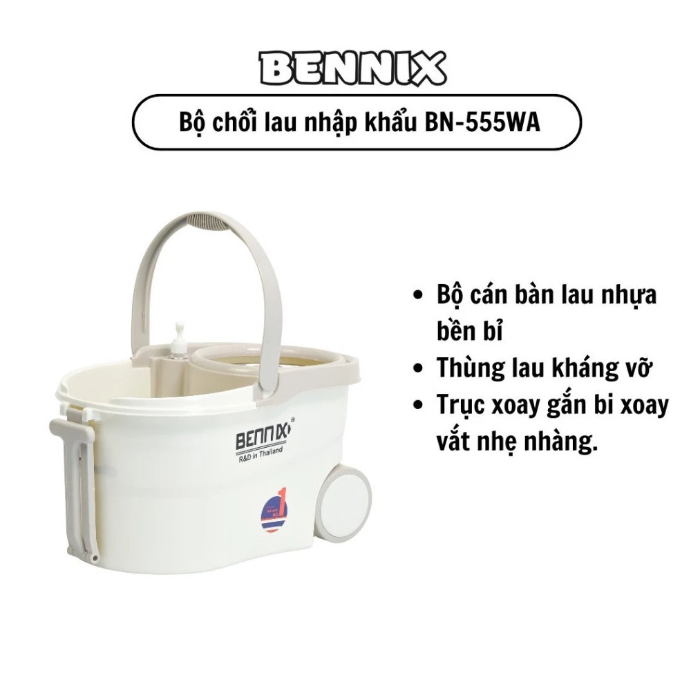 Bộ lau nhà cán Inox Bennix Thái Lan BN-555WA