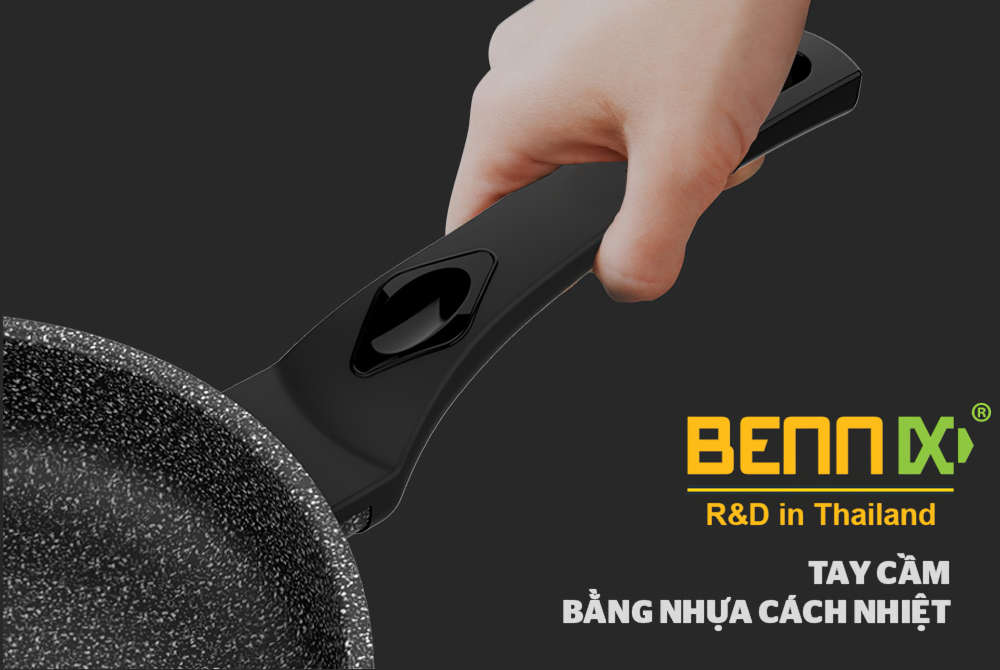 Chảo chống dính vân đá đáy từ Bennix Nano Magic size 24cm