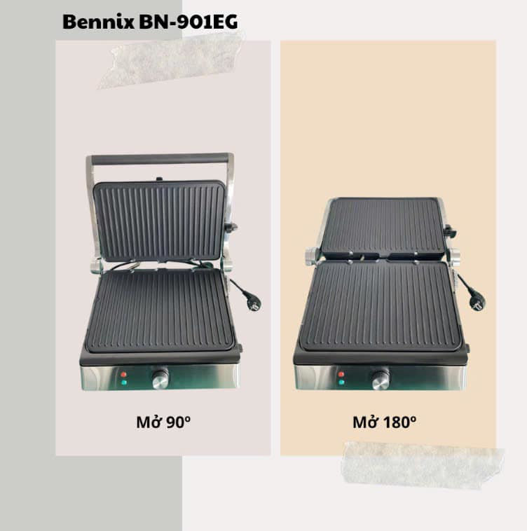 Máy kẹp nướng bánh mỳ 2 mặt nướng Bennix Thái lan BN901EG 2200W