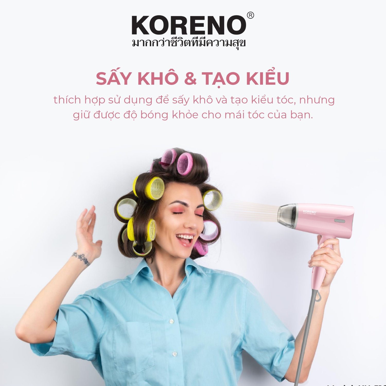 Máy sấy tóc mini gấp gọn Koreno Thái Lan KN-516 công suất 1300W