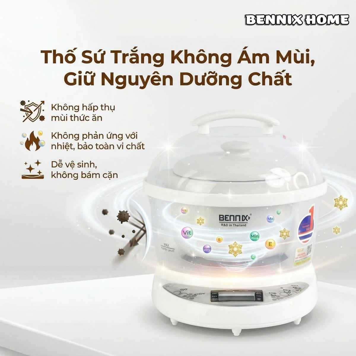 Nồi nấu chậm, chưng yến đa năng 0.7L Bennix BN-07SLC