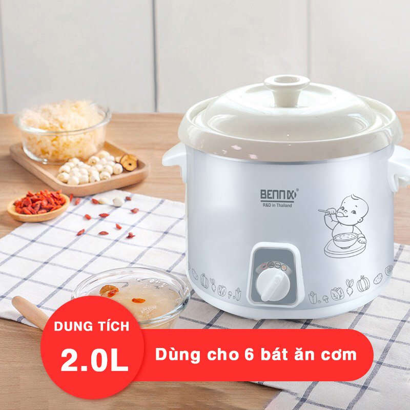 Nồi nấu chậm Bennix Thái Lan BN-20SLC dung tích 2 lít