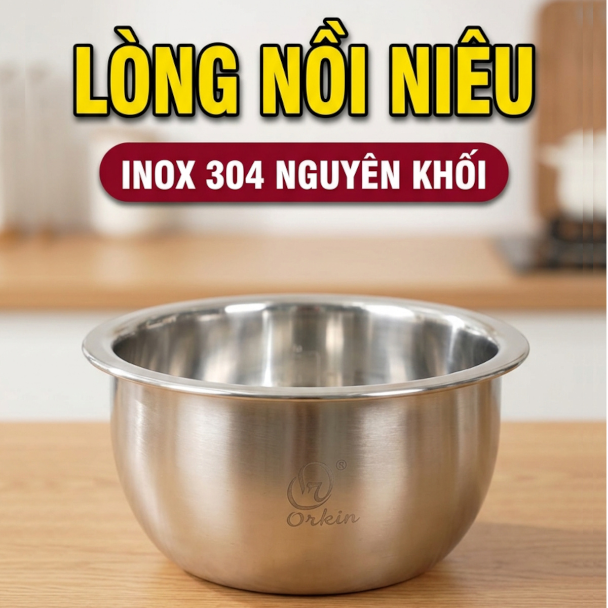 Lòng, Ruột Inox 304 1.2 lít cho Nồi cơm điện tử Orkin Thái Lan OR-V12