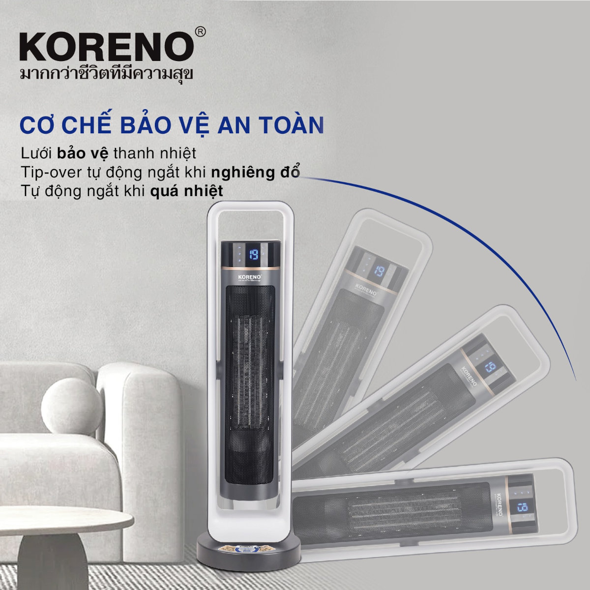 Quạt sưởi gốm Ceramic Koreno Thái Lan KN-557