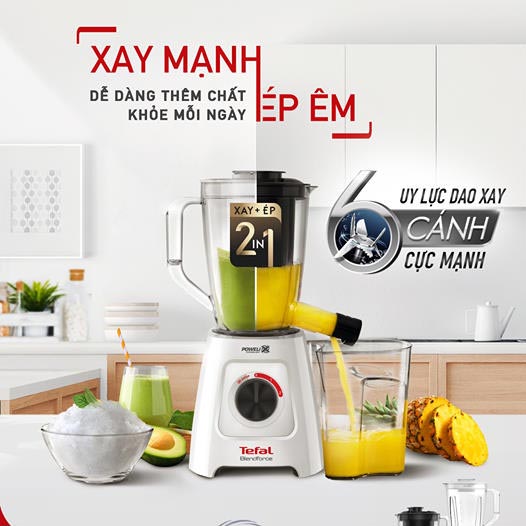Máy xay và ép trái cây 2 trong 1 đa năng Tefal BL42Q166