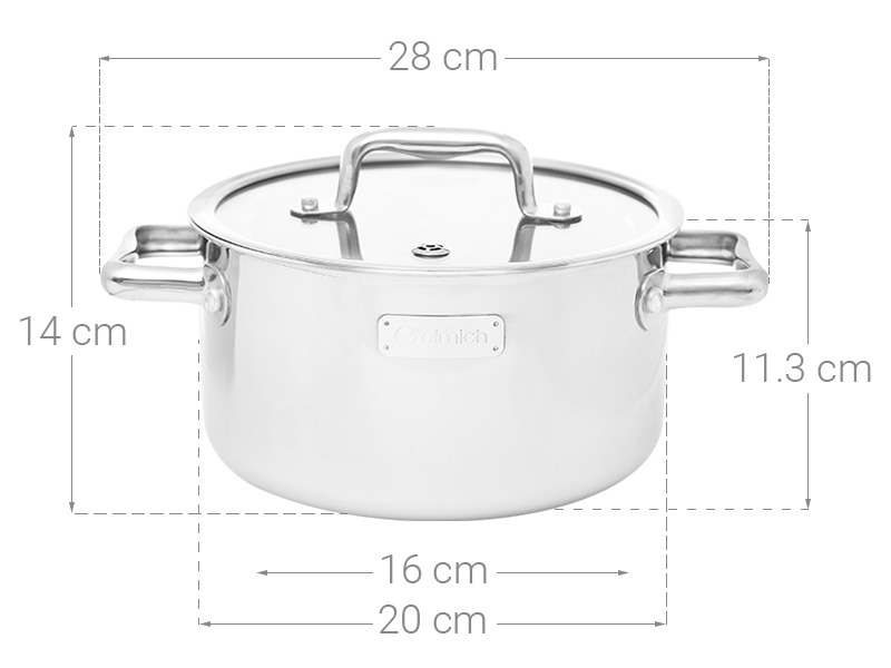 Bộ 3 nồi inox 304 liền khối Elmich Trimax ECO EL-8001 size 18, 20, 26cm