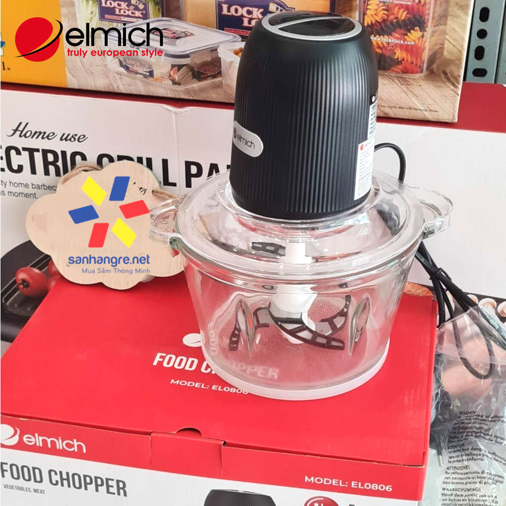Máy xay thịt cối thủy tinh 2 lít Elmich EL-0806 bảo hành 12 tháng