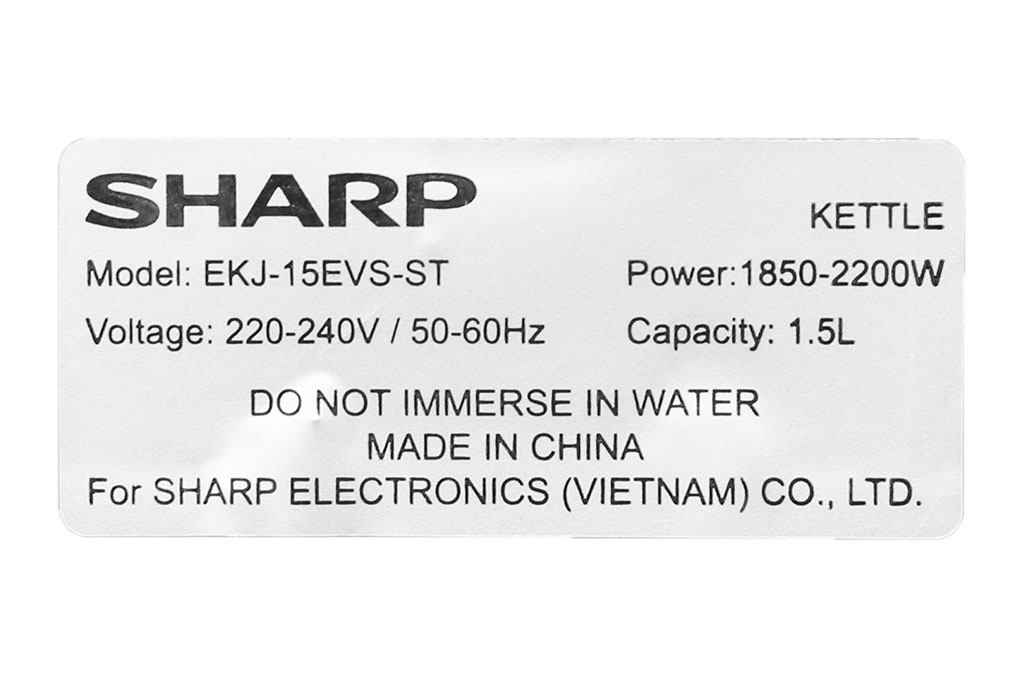 Ấm đun siêu tốc Sharp EKJ-15EVS-ST dung tích 1.5 lít hàng chính hãng, bảo hành 12 tháng