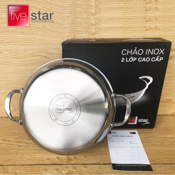 Chảo chống dính Inox 2 quai đáy liền Fivestar Plus đường kính 22cm