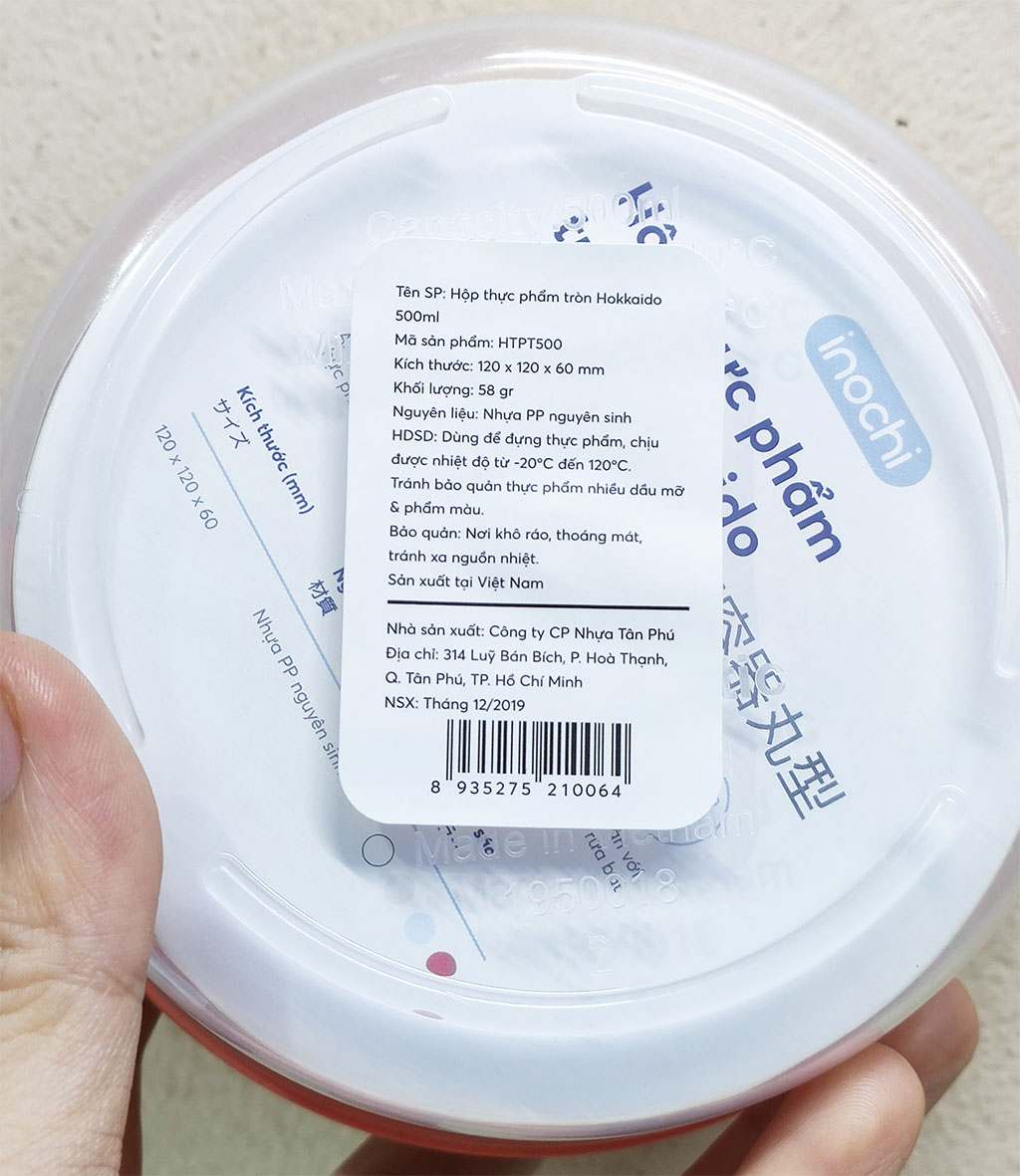 Hộp nhựa đựng thực phẩm tròn Hokkaido 500ml hàng xuất Nhật