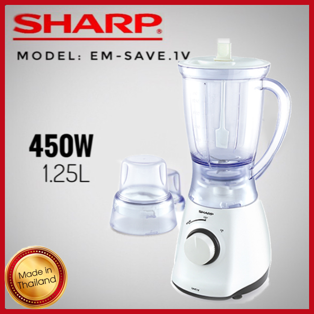 Máy xay sinh tố, xay đá 2 cối Sharp EM-SAVE1V 1.25L 450W sản xuất Thái Lan
