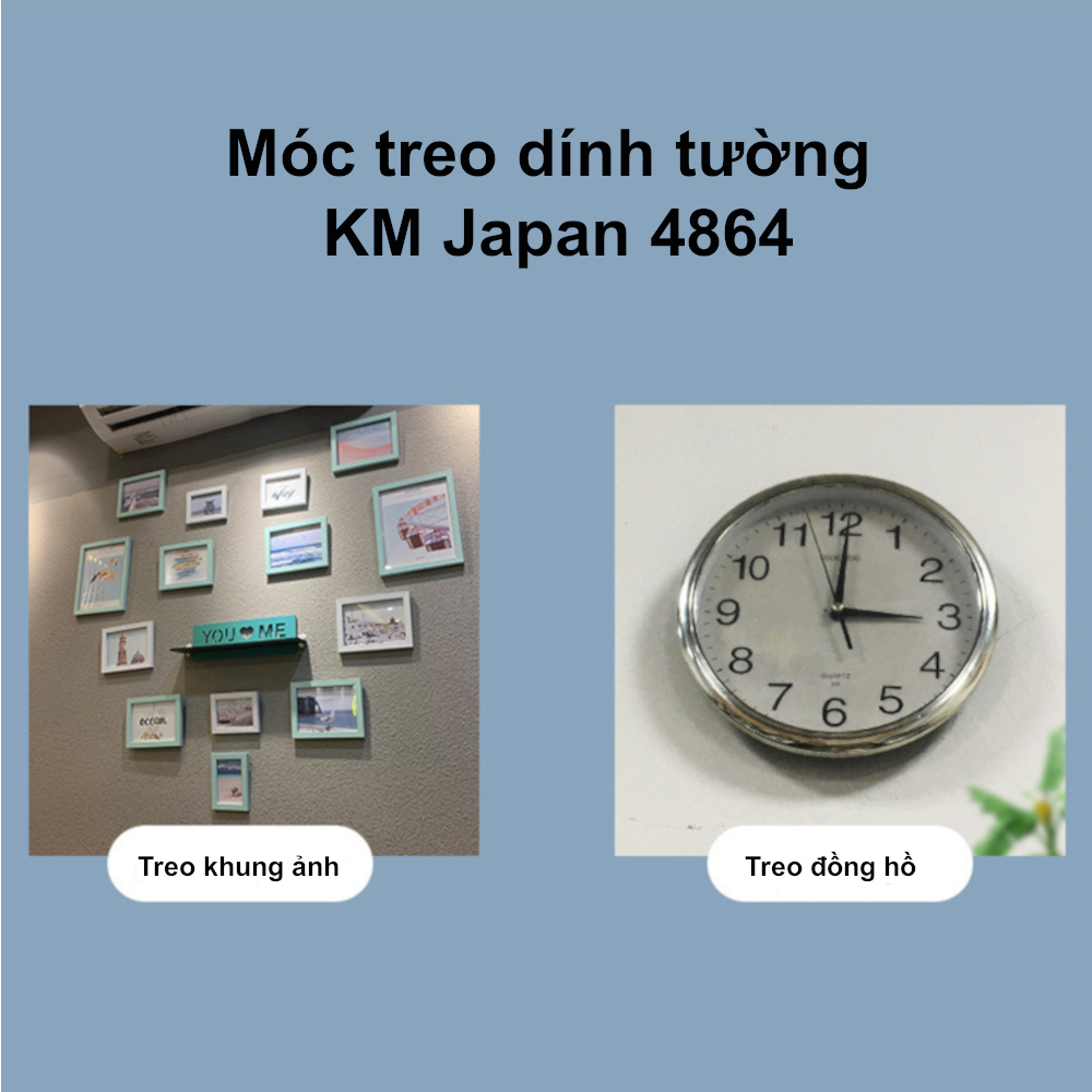 Bộ 4 móc Inox treo khung ảnh, đồng hồ dính tường KM 4864 hàng Nhật