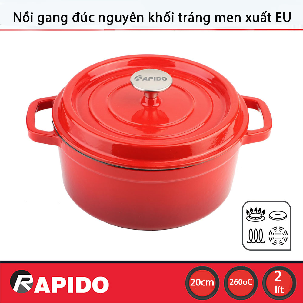 Nồi gang đúc tráng men chống dính Rapido 20cm