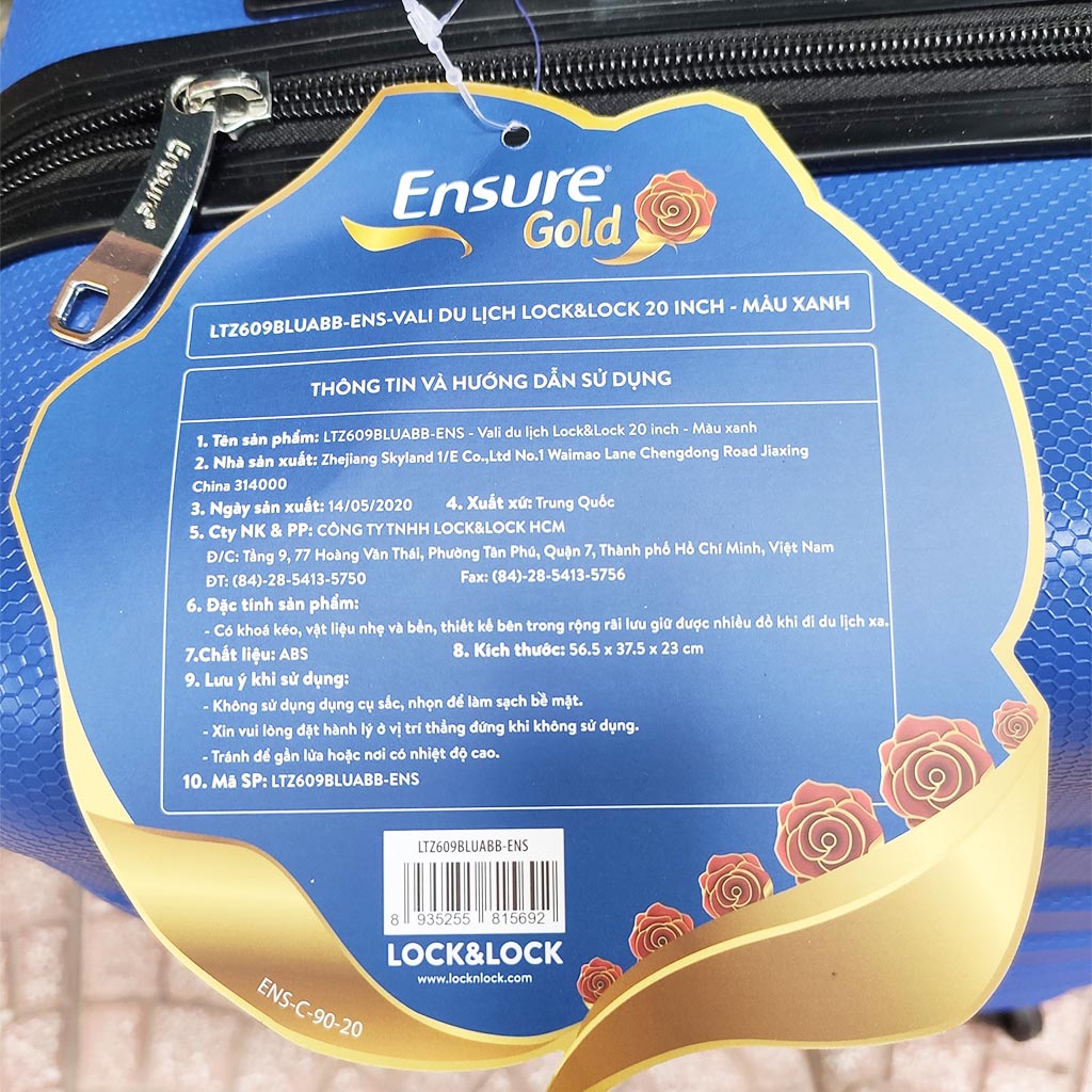 Vali xách tay có khóa số Lock&Lock Travel Zone LTZ609BLU 20inch Ensure