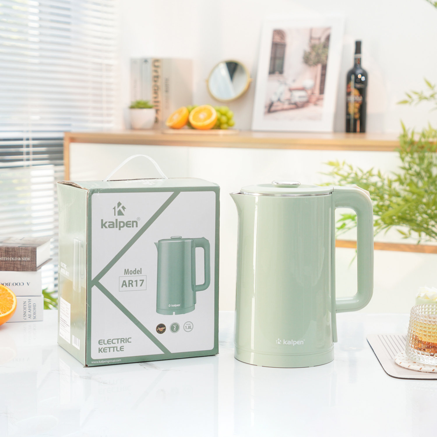 Ấm điện siêu tốc 2 lớp Inox 304 Kalpen AR17 dung tích 1.8L