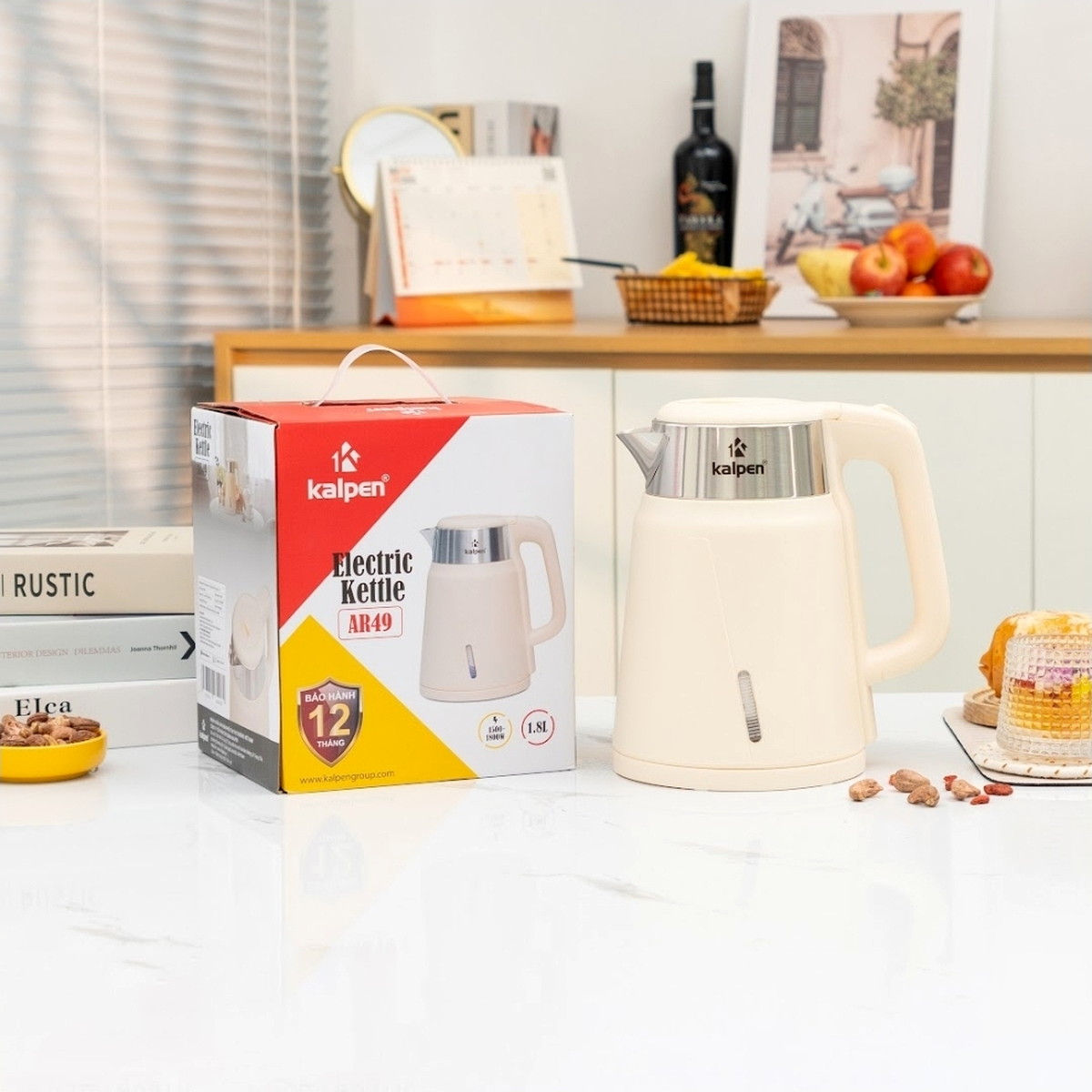 Ấm siêu tốc 2 lớp Inox 201 Kalpen 1.8L 1800W