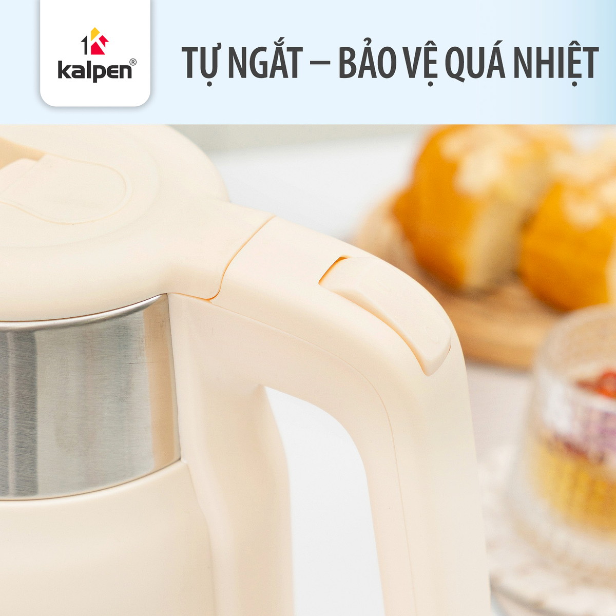 Ấm siêu tốc 2 lớp Inox 201 Kalpen 1.8L 1800W