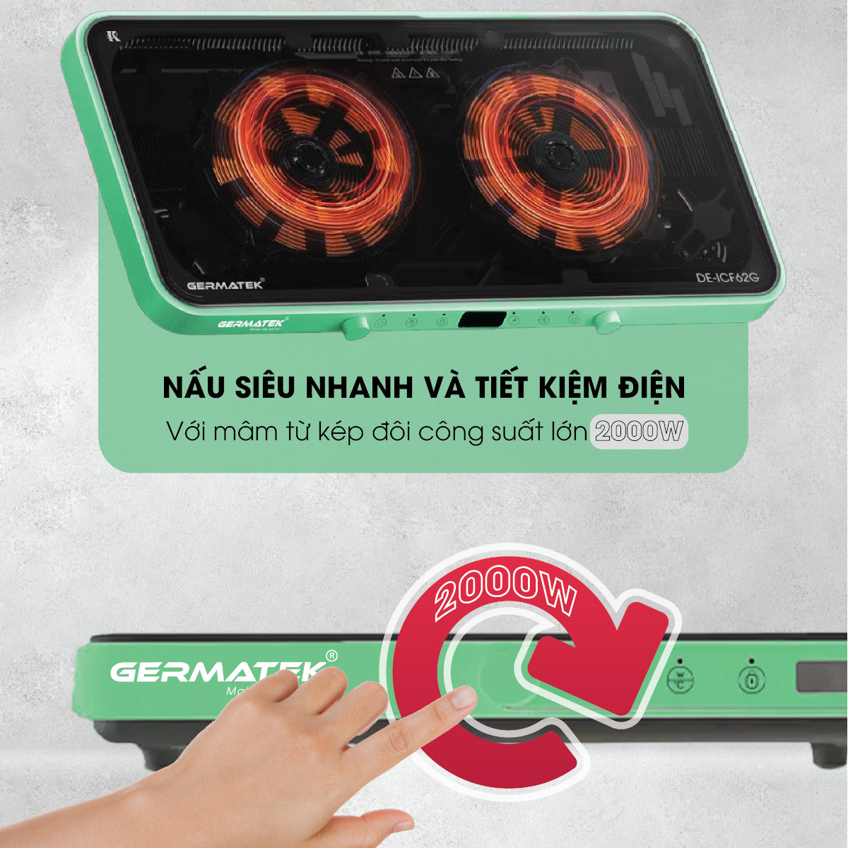 Bếp từ đôi dương cao cấp Germatek DE-ICF62G