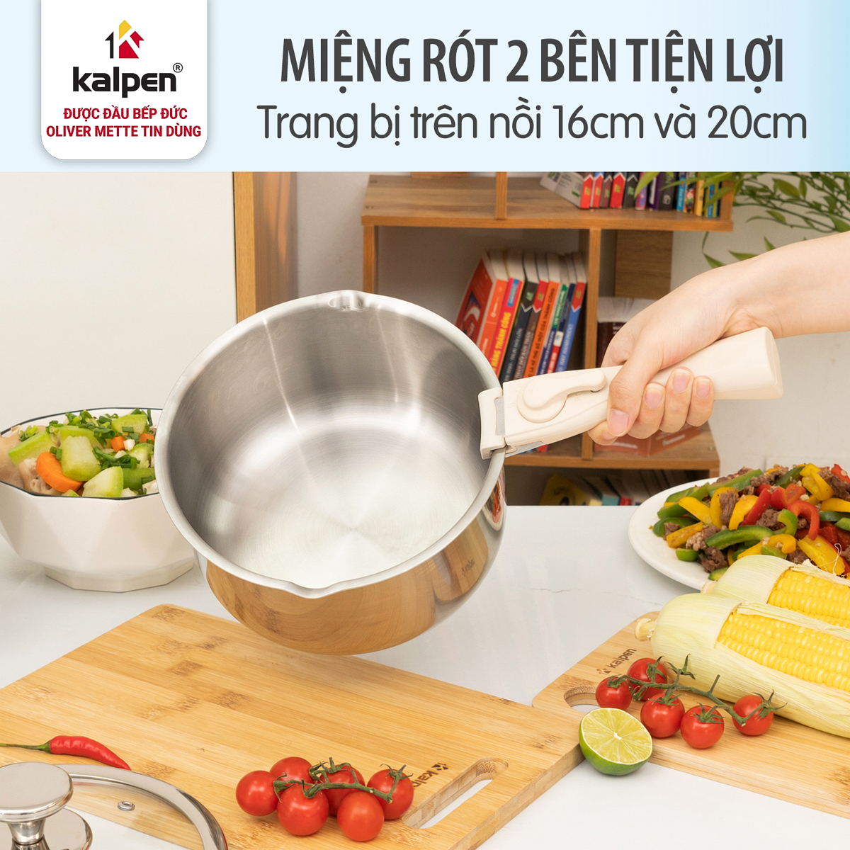 Bộ 2 nồi và chảo Inox 304 liền khối Kalpen TA1 cán rời