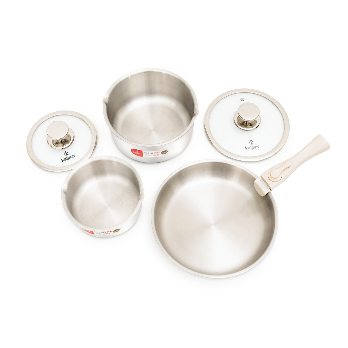 Bộ 2 nồi và chảo Inox 304 liền khối Kalpen TA1 cán rời