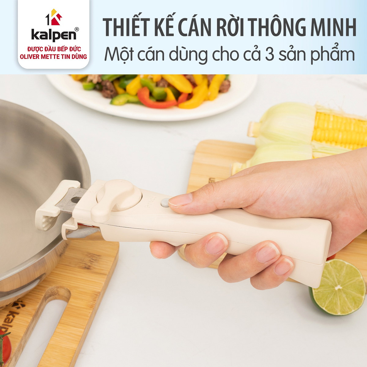 Bộ 2 nồi và chảo Inox 304 liền khối Kalpen TA1 cán rời