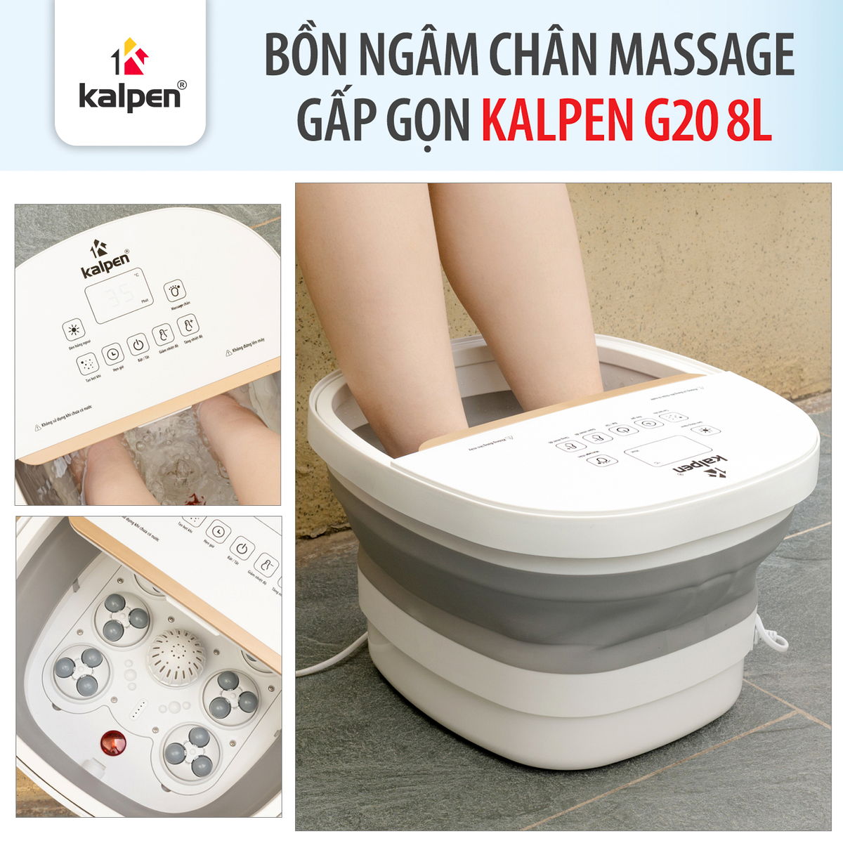 Bồn ngâm chân massage tự động Kalpen G20 dung tích 8L