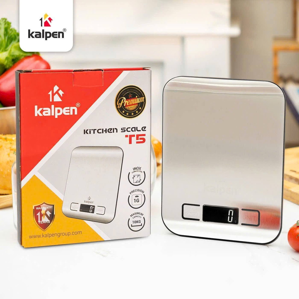 Cân điện tử nhà bếp Inox Kalpen T5 tải trọng 10kg
