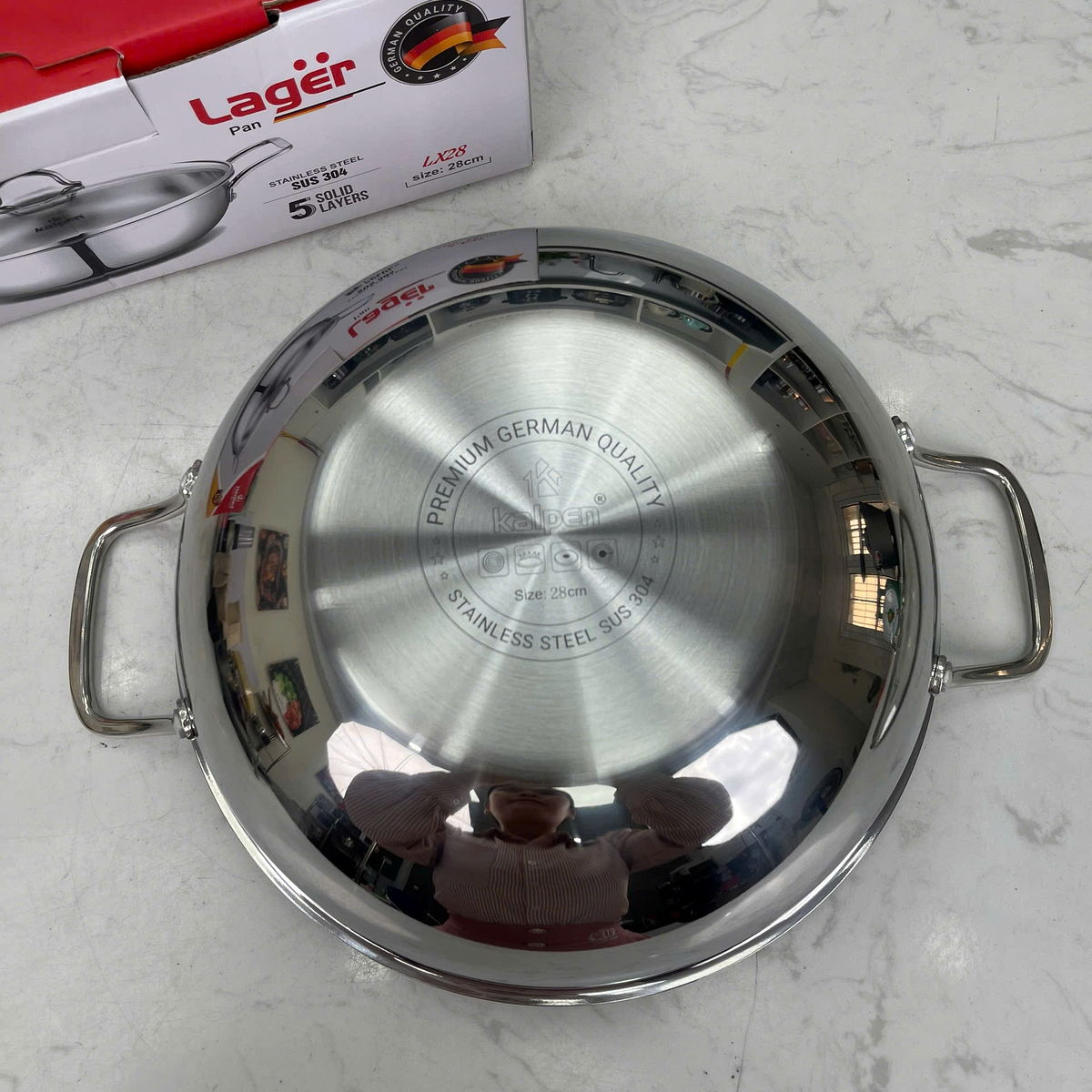 Chảo xào Inox 304 đúc liền khối 3 lớp Kalpen Lager 30cm