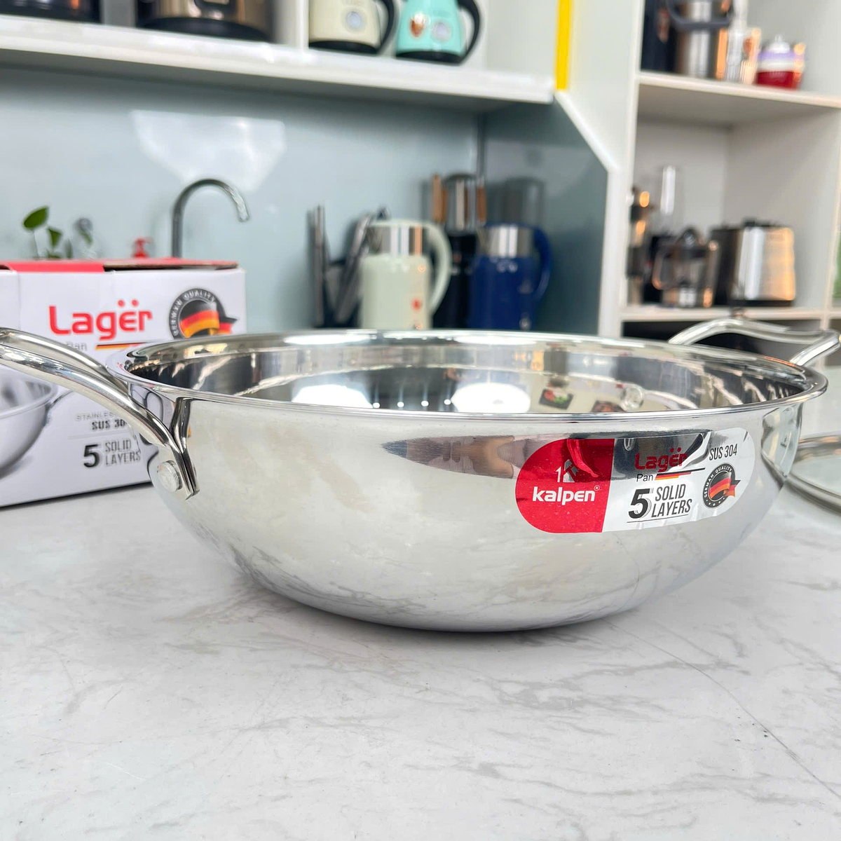 Chảo xào Inox 304 đúc liền khối 3 lớp Kalpen Lager 30cm