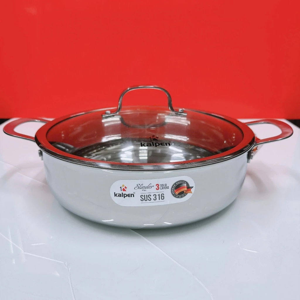 Chảo lẩu Inox 304 thân đúc đáy liền nguyên khối Kalpen size 28cm