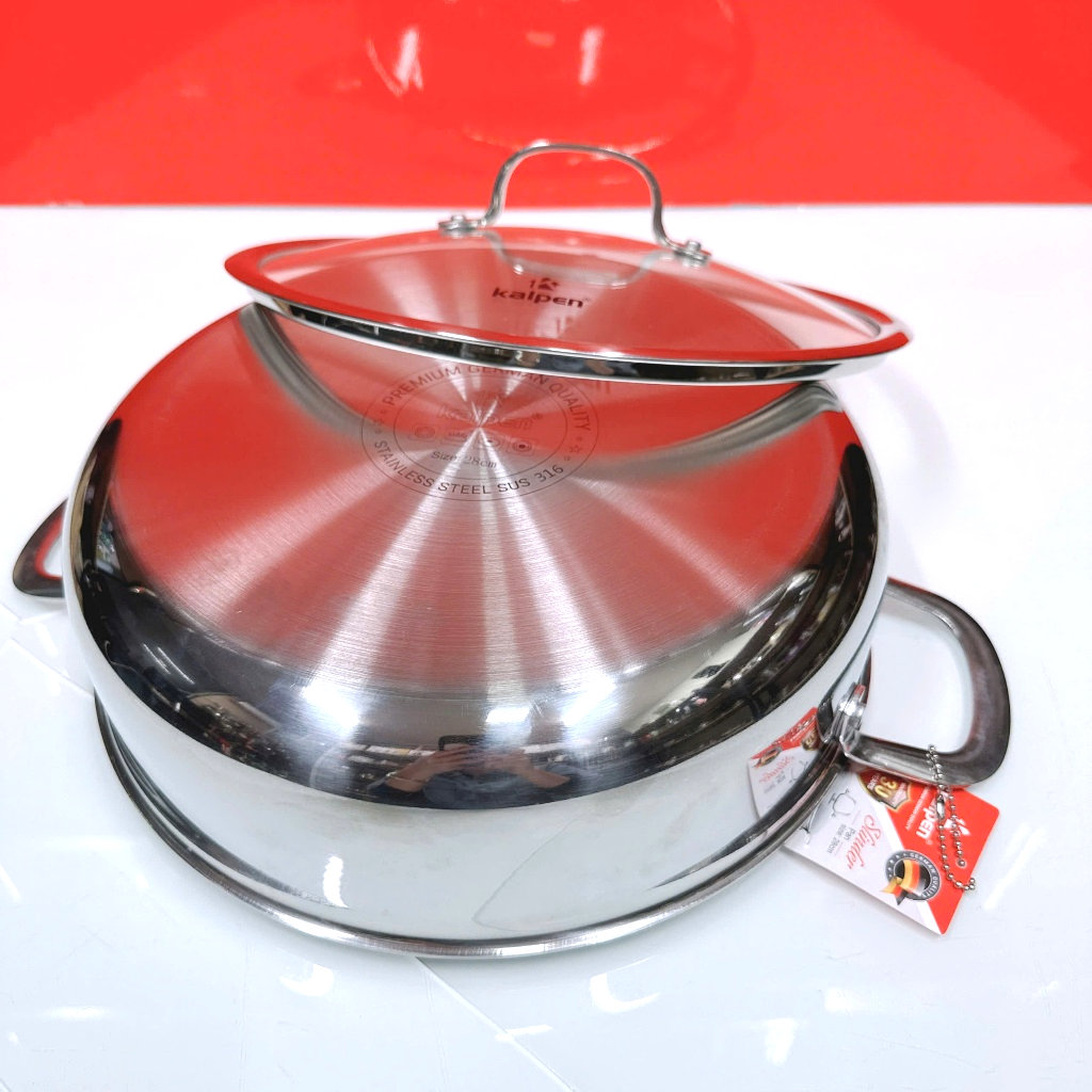 Chảo lẩu Inox 304 thân đúc đáy liền nguyên khối Kalpen size 28cm