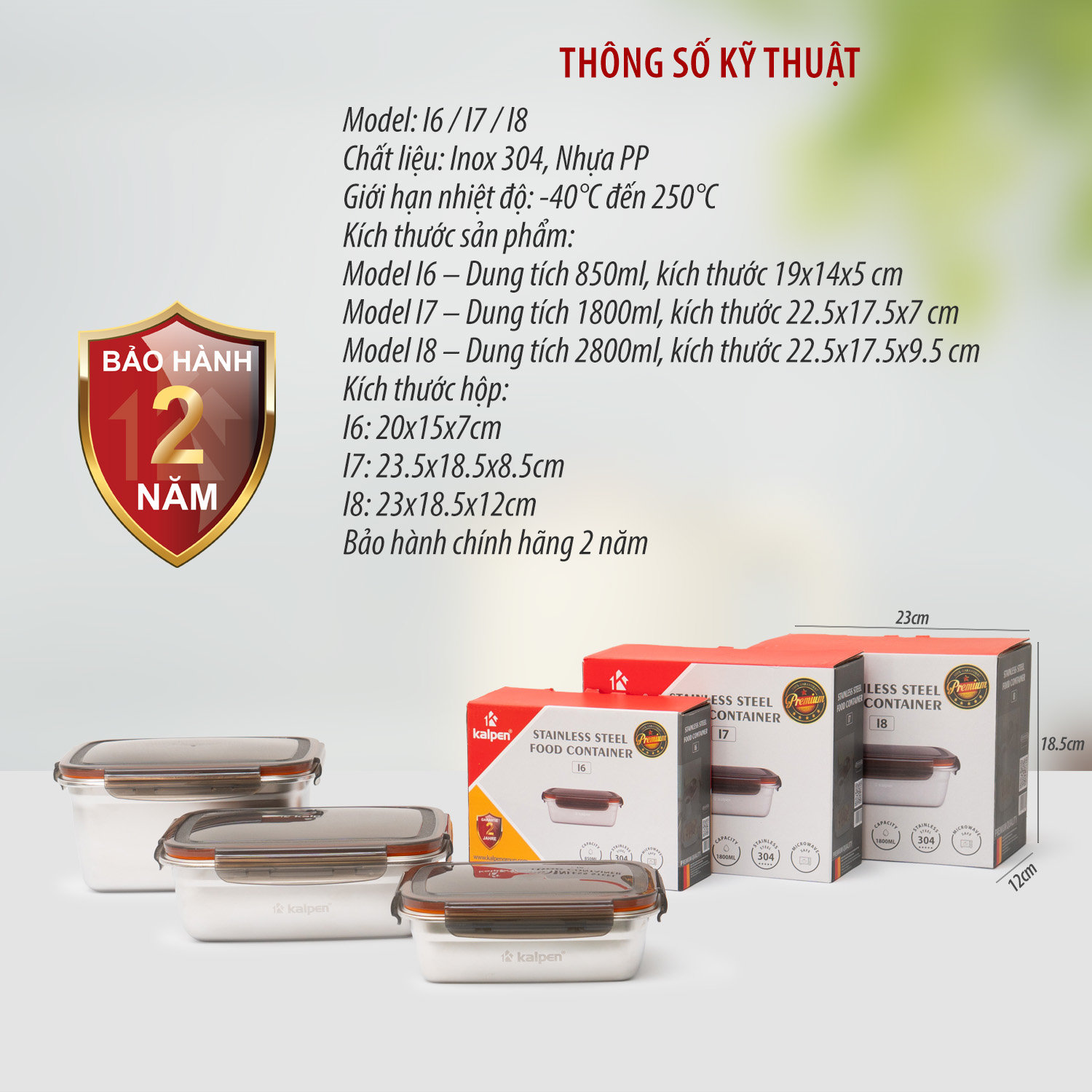 Hộp bảo quản thực phẩm Inox 304 Kalpen dùng trong lò vi sóng