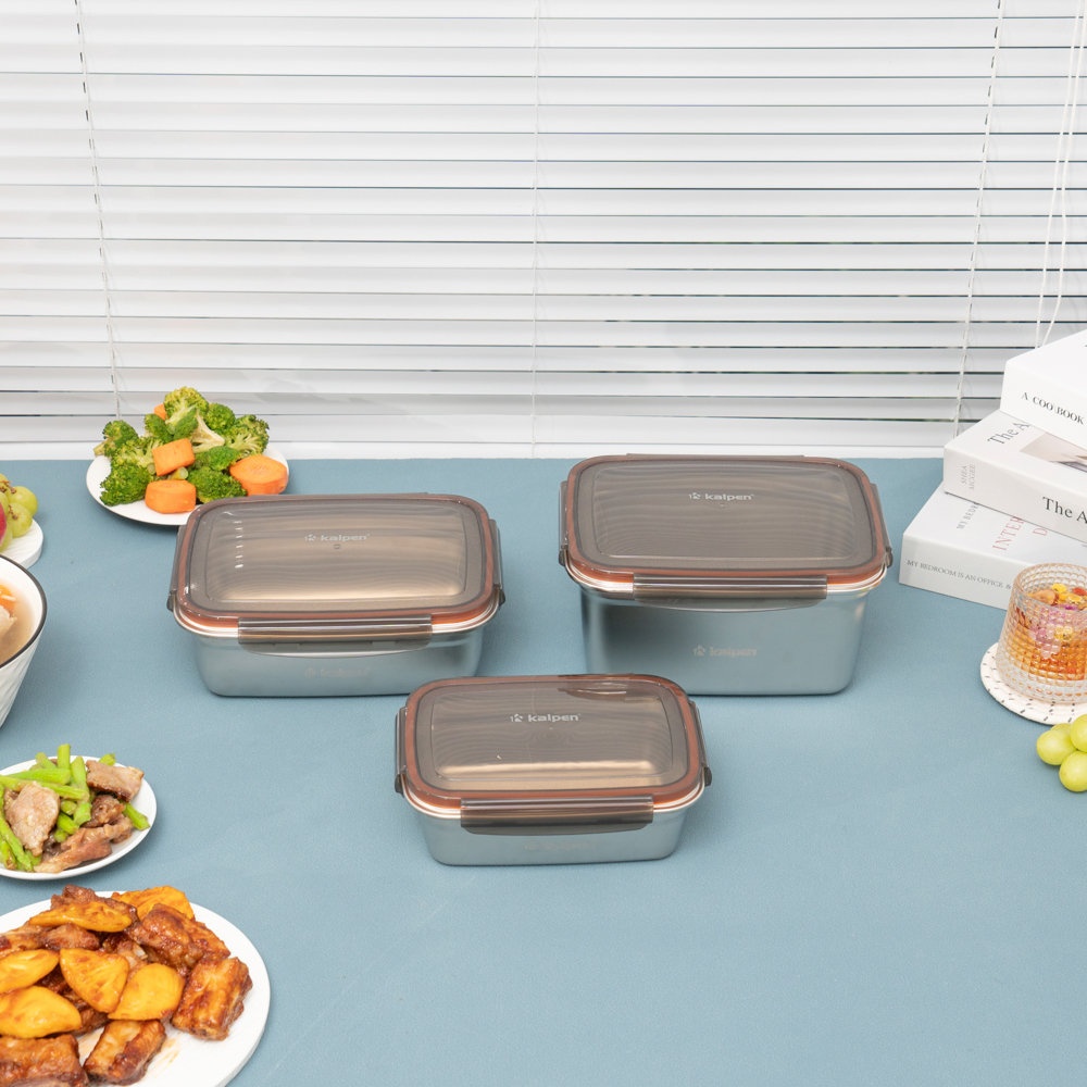 Hộp bảo quản thực phẩm Inox 304 Kalpen 850ml dùng trong lò vi sóng