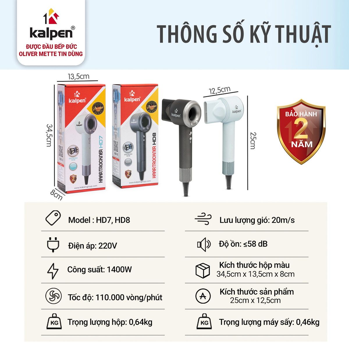 Máy sấy tóc 10 chế độ Kalpen HD7