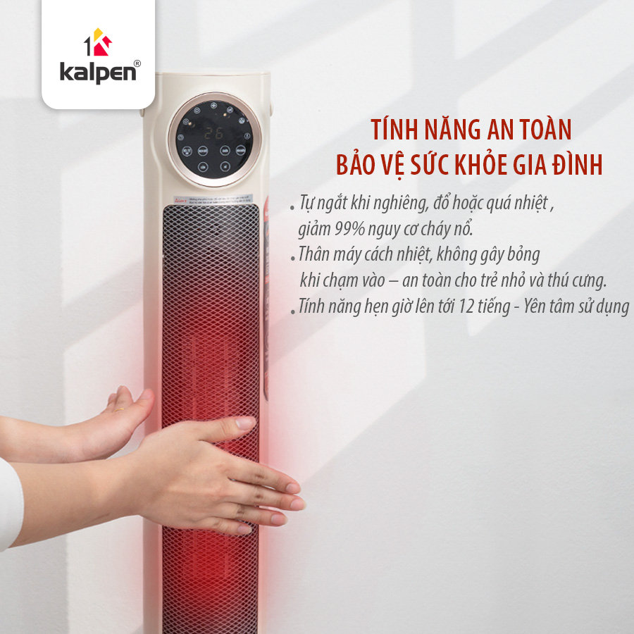 Máy sưởi gốm PTC Kalpen E10 ion diệt khuẩn 2200W kèm khiển từ xa