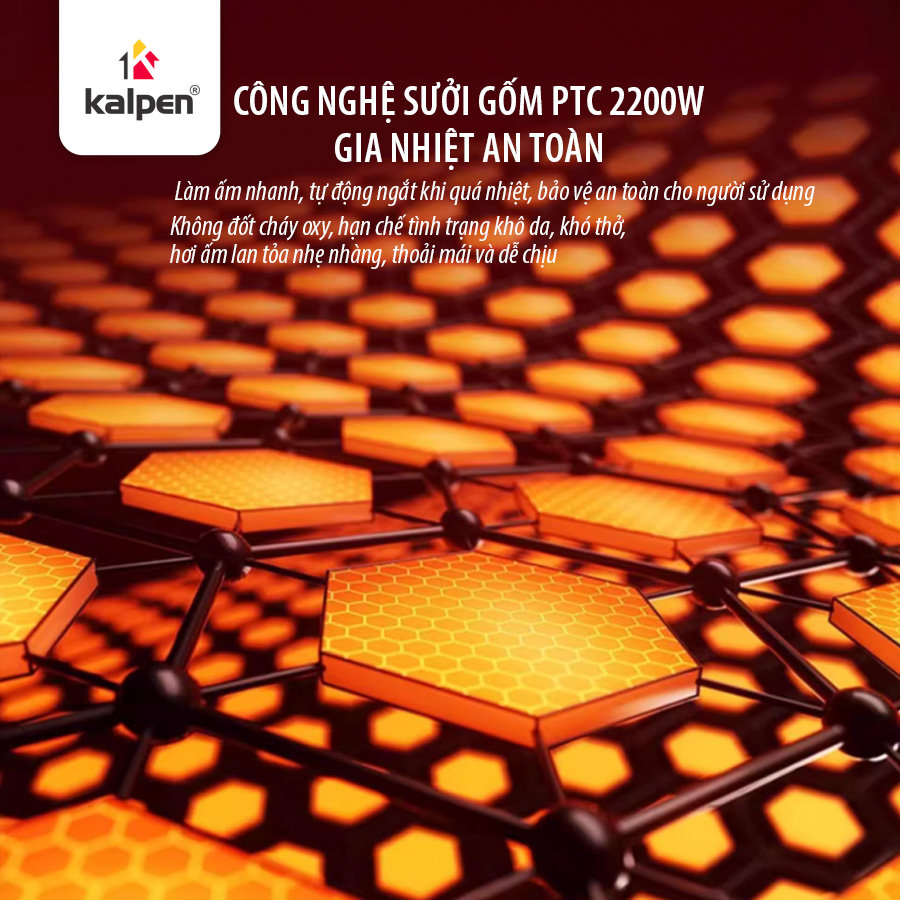 Máy sưởi gốm PTC Kalpen E10 ion diệt khuẩn 2200W kèm khiển từ xa
