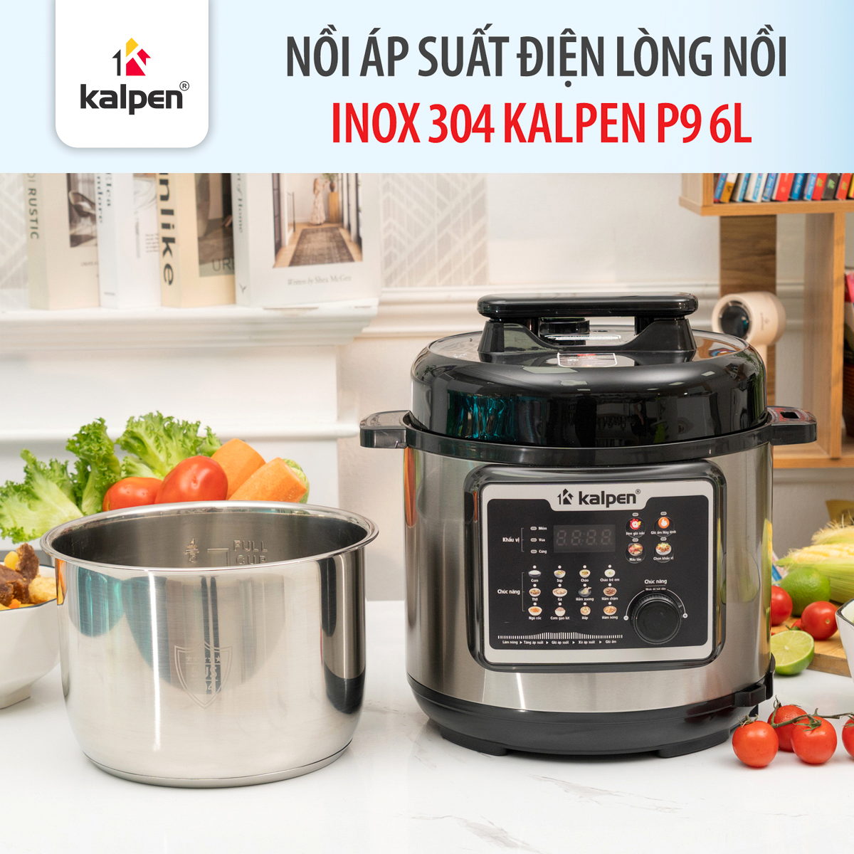 Nồi áp suất điện tử ruột Inox 304 Kalpen P9