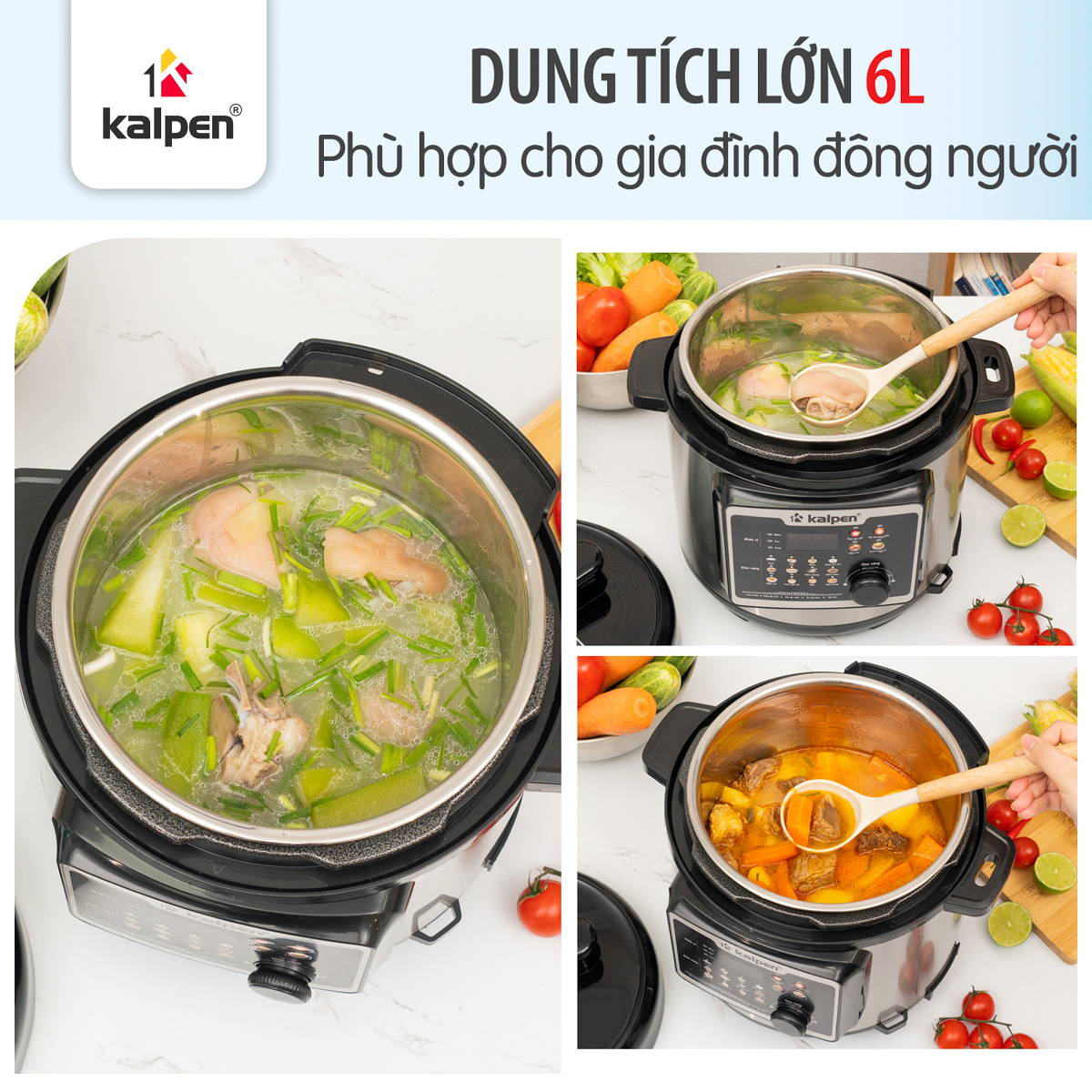 Nồi áp suất điện tử ruột Inox 304 Kalpen P9