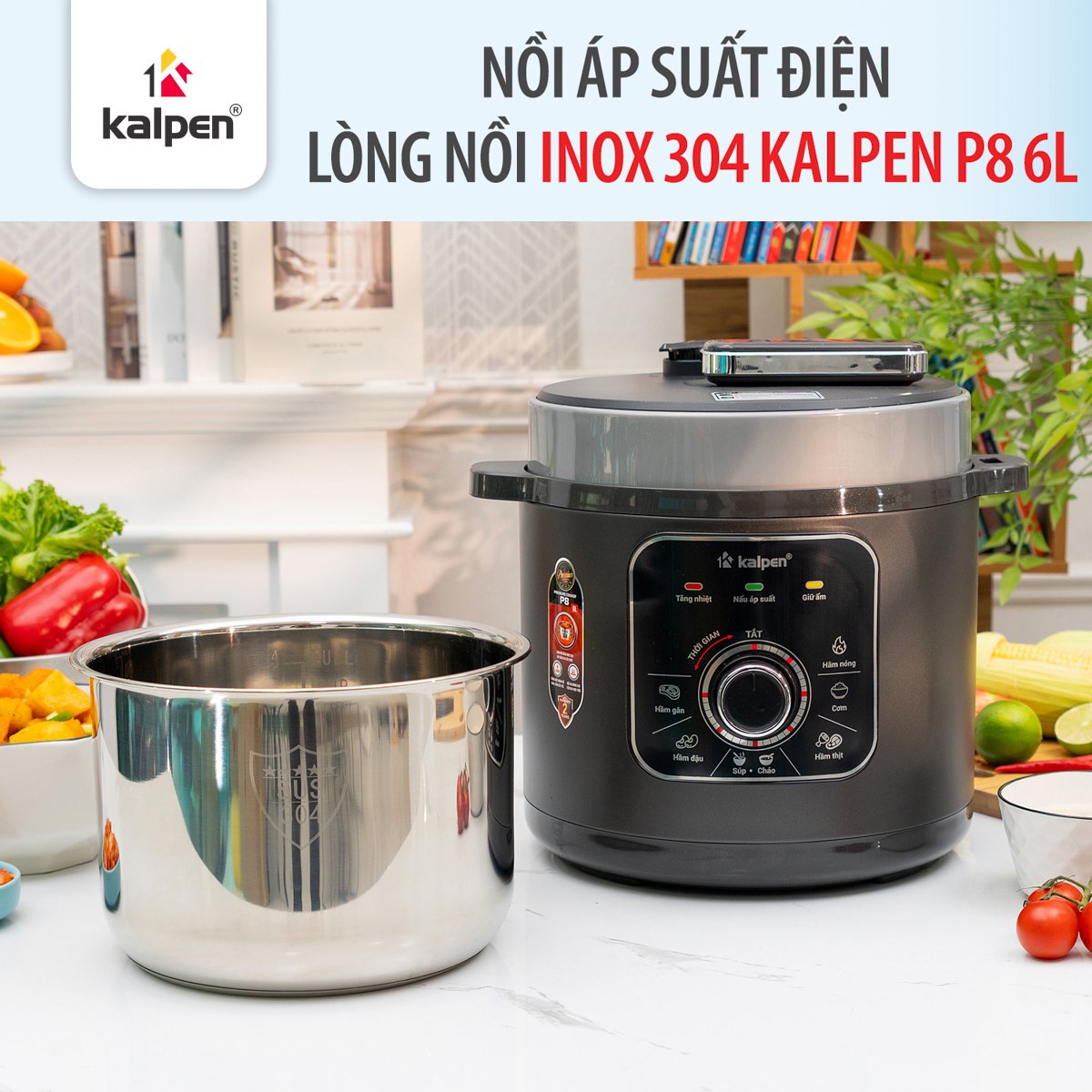 Nồi áp suất điện Inox 304 Kalpen P8