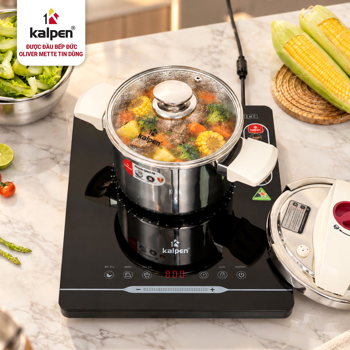 Nồi áp suất cơ Inox 304 liền khôi Kalpen 3L P10
