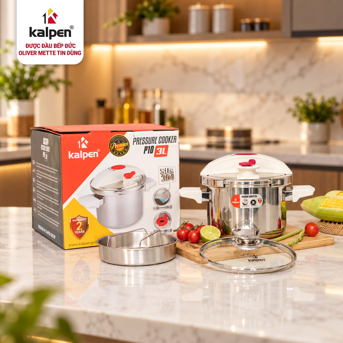 Nồi áp suất cơ Inox 304 liền khôi Kalpen 3L P10