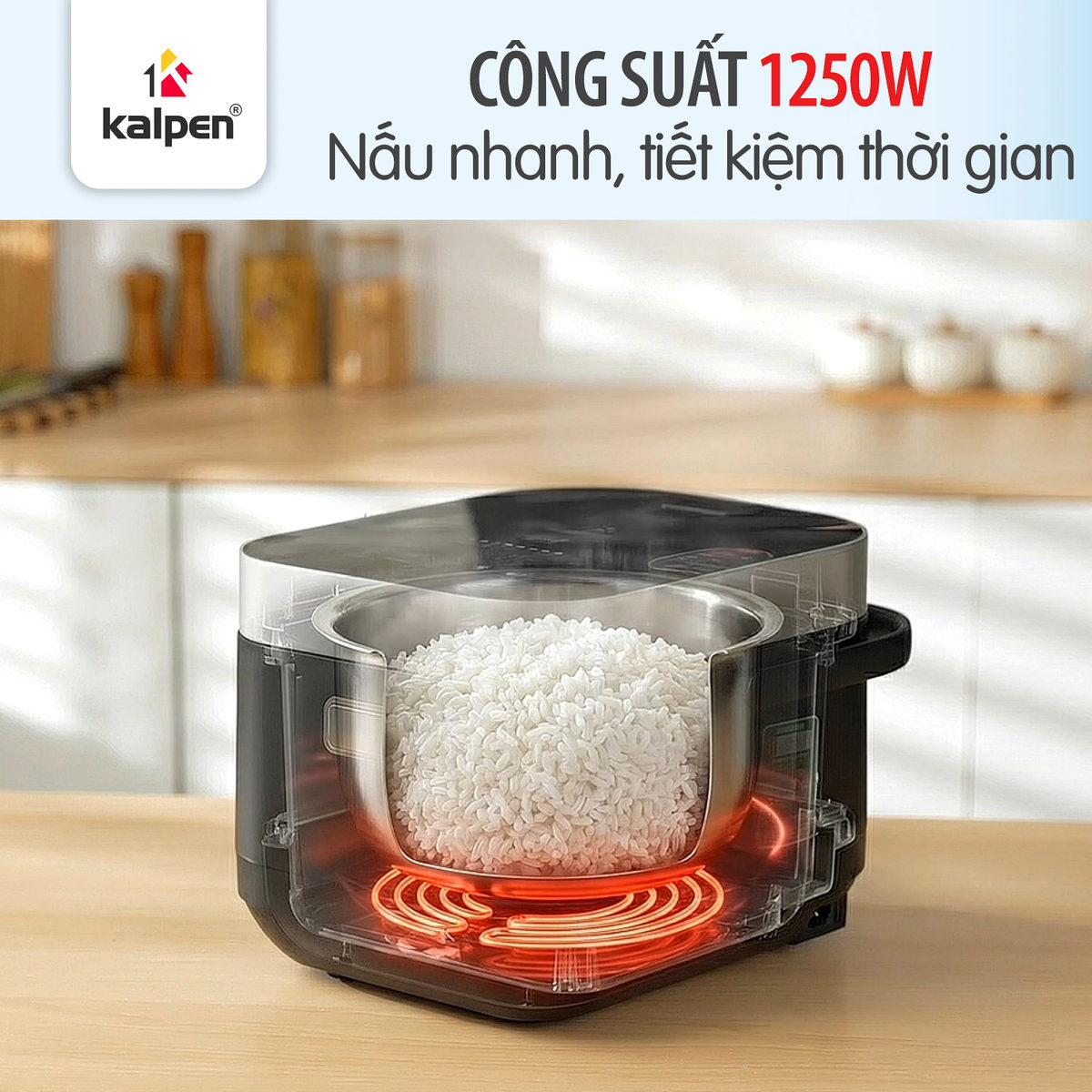 Nồi cơm điện cao tần lòng Inox 304 Kalpen R14 dung tích 1.8L chuẩn Đức