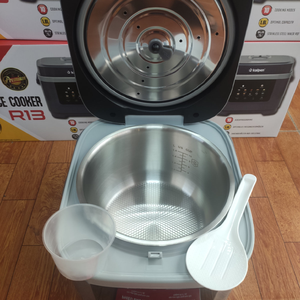 Nồi cơm điện tử Kalpen R13 dung tích 1.8L lòng nồi Inox 304