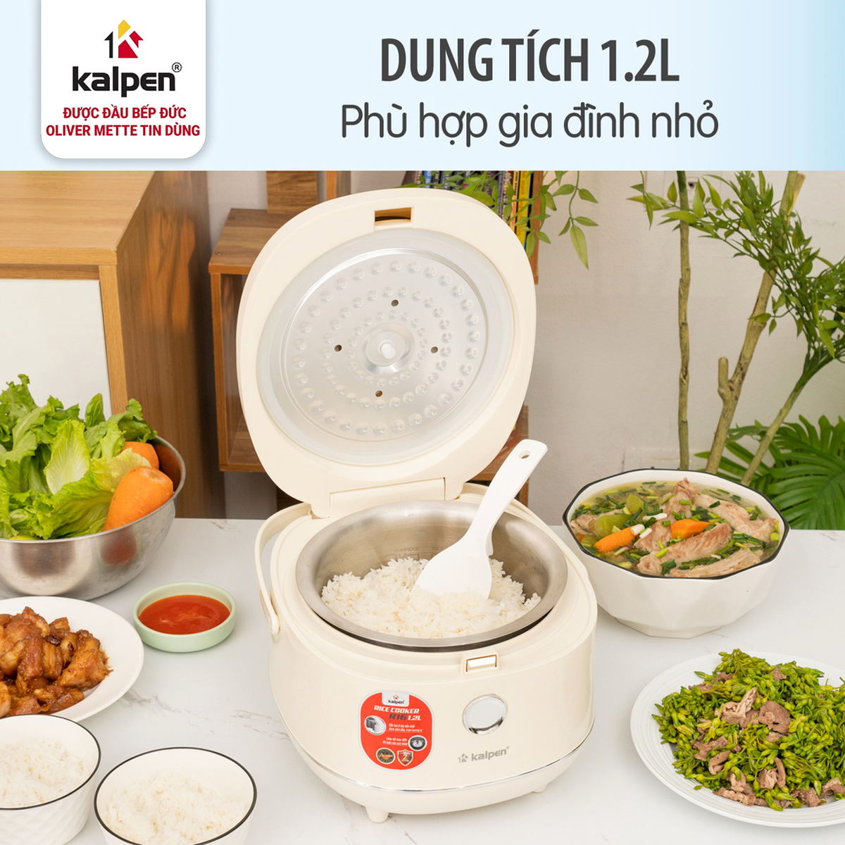Nồi cơm điện tử lòng Inox 304 liền khối Kalpen R16 1.2L
