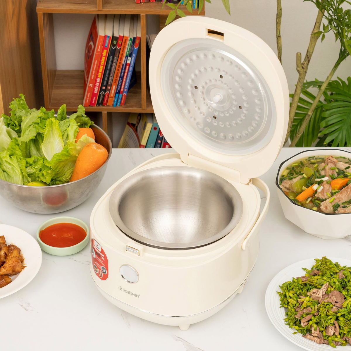 Nồi cơm điện tử lòng Inox 304 liền khối Kalpen R16 1.2L